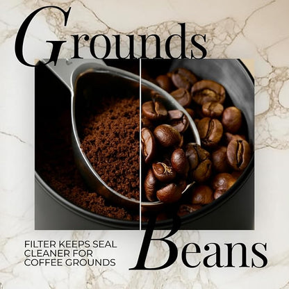 STYLED SETTINGS Vacuum Seal Coffee Bean Container Set – 2-Piece Stainless Steel Coffee Canisters with Scoop and Labels, Matte Black Dual-Lid Airtight Design, 1 lb Capacity Each - Coffee Gift Ideas