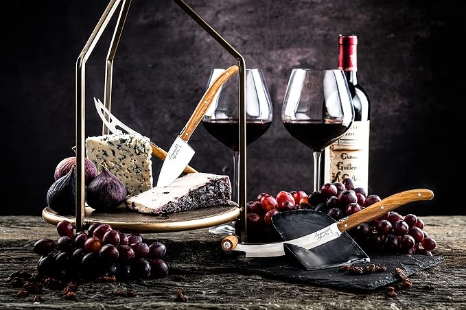 Laguiole Style De Vie Cheese Knives, Luxury Line, 3 Pieces, Olive Wood, in Giftbox