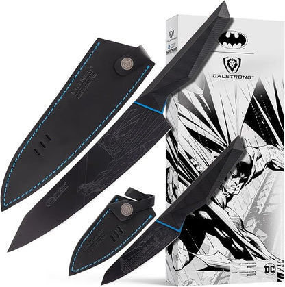 Dalstrong Knife Set - 2 Piece - BATMAN™ Shadow Black Edition - 8" Chef Knife 3.75" Paring Knife - High Carbon 7Cr17MoV Steel - Black Titanium Kitchen Knife - Collection Item - G10 Handle - Sheath
