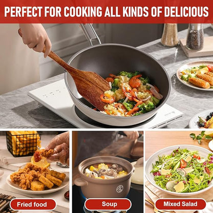 5 PCS Wooden Cooking Utensils Set, Kitchen Utensils Set, Wooden Spoons for Cooking, Non-Stick Heat-Resistant Wooden Spoons for Cooking, Ideal for Nonstick Cookware
