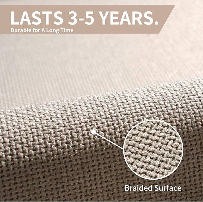 YDKGL Kitchen Mats for Floor, Super Absorbent Kitchen Rugs Non Slip Washable, Soft Imitation Linen Braided Kitchen Runner Rug, Standing Mat Kitchens Sink Mat, Easy to Clean, Beige 17x95