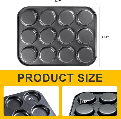 Yomvzake Muffin Top Pan 2 Pack Baking Pans Whoopie Pie Pan, Nonstick 3 Inch Yorkshire Pudding Pan for Pansuffin, Moon Pie, Cookies, Small Hamburger Bun