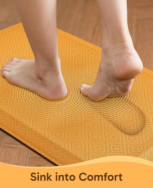 Ophanie Kitchen mats for Floor, 3/4 inch Thick, Kitchen Rugs, 20''x48'' Anti Fatigue Standing Cushioned Mat, Waterproof,Comfort Ergonomic mat for Office, Home, Sink, Orange Non-Slip Bottom