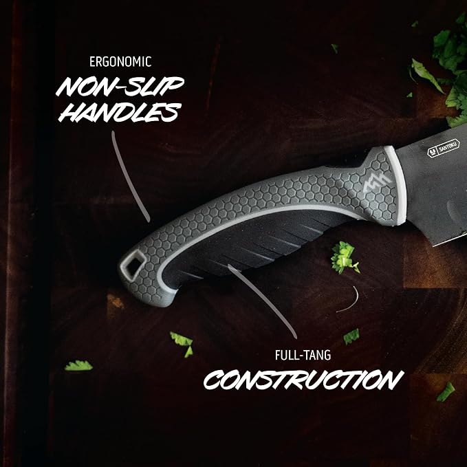 OUTDOOR EDGE ErgoMax Chef Selection Knife Set - Includes Chef, Santoku & Kitchen Serrated Utility Knife, Great for Cooking, Meal Prep & Home Kitchens