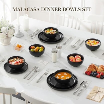 MALACASA 26 Qz Porcelain Soup Bowls, White Ceramic Cereal Bowls for Kitchen 6 inch Bowls Set of 6 for Oatmeal Salad Fruit Rice Dishwasher and Microwave Safe, Series Regular