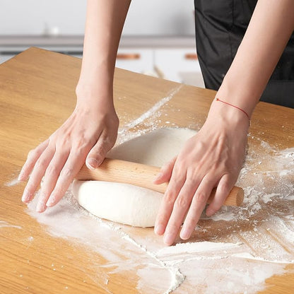 French Rolling Pin for Baking - Tuyotue 11.8 Inches Beech Wood Tapered Rolling Pin Dough Roller for Pizza Dough, Pie Crust Cookie Fondant Dumpling