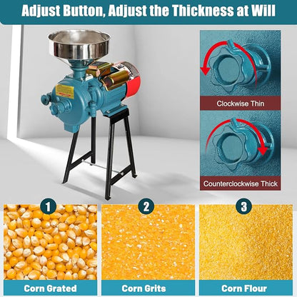 Slsy Heavy Duty Electric Dry Grain Mill Grinder, 3000W High Power Milling Machine, 110V Commercial Flour & Feed Grinder for Corn, Wheat, Rice, Coffee Beanss