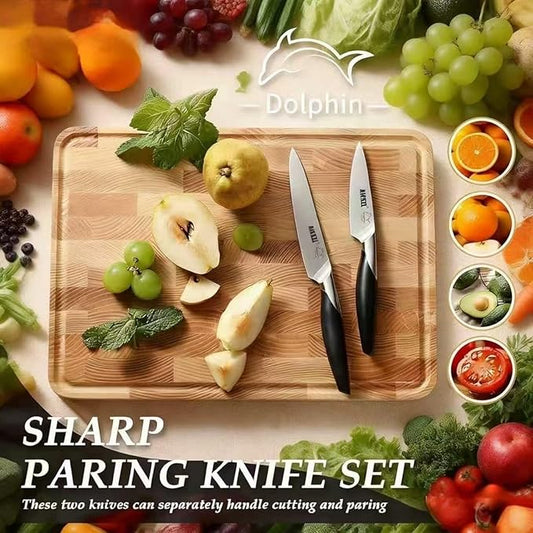 Paring Knife Set 2, German Steel, Full Tang, Dishwasher Safe | German 1.4116 steel, 15° ultra-sharp edge,ideal for peeling, slicing and garnishing fruits and vegetables (3.5"+5")