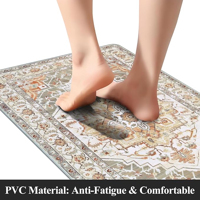 Cushioned Kitchen Rug Sets 3 Piece Anti Fatigue Mats for Floor Non Slip Waterproof Runner for Home Office, Sink, Laundry
