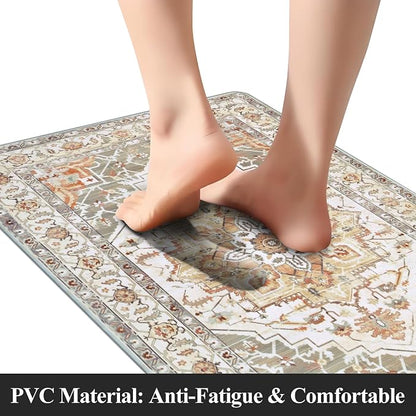 Cushioned Kitchen Rug Sets 3 Piece Anti Fatigue Mats for Floor Non Slip Waterproof Runner for Home Office, Sink, Laundry