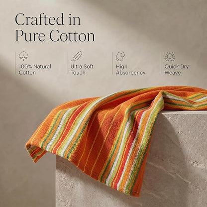 Urban Villa Kitchen Towels Waffle Stripes Dish Towels for Kitchen Orange Waffle Set of 6 Kitchen Towels Highly Absorbent 100% Cotton Over Sized 20X30 in with Mitered Corners Kitchen Hand Tea Towels