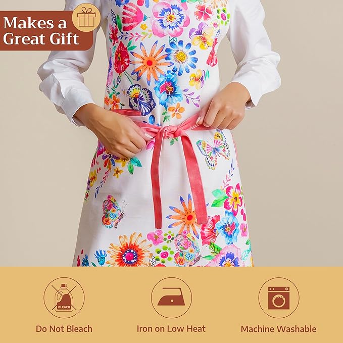 Maison d' Hermine 100% Cotton Apron for women with Pocket Kitchen Chef Apron for Men Cooking Spring Summer