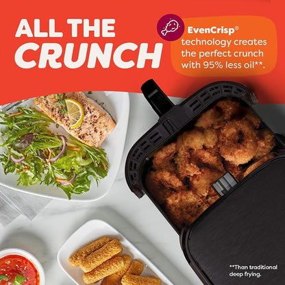 Instant Pot Vortex 6QT XL Air Fryer, 4-in-1 Functions that Crisps, Roasts, Reheats, Bakes for Quick Easy Meals, 100+ In-App Recipes, is Dishwasher-Safe, from the Makers of Instant Pot, Black