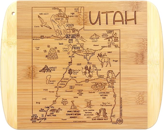 Totally Bamboo A Slice of Life Utah State Serving and Cutting Board, 11" x 8.75"