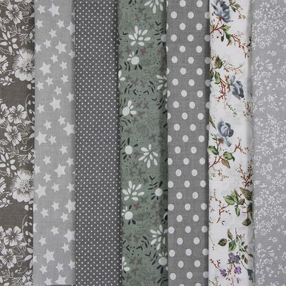 aufodara 7pcs 20” x 20” Cotton Fabric Squares Patchwork Bundle Making Supplies Quilting Weight 120 g/m² for Sewing Quilt DIY Artcraft Handwork (Grey)