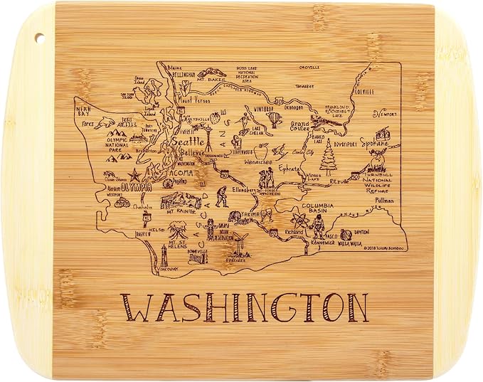 Totally Bamboo A Slice of Life Washington State Serving and Cutting Board, 11" x 8.75"