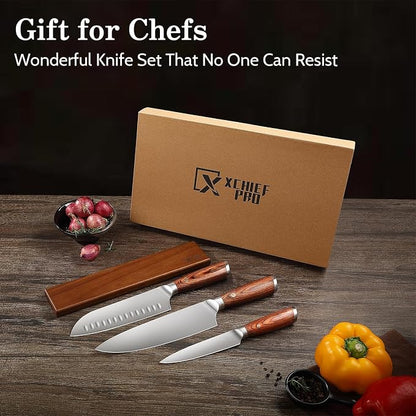 Kitchen Knife Set, 4 Pieces Japanese High Carbon Stainless Steel Chef Cooking Knife Set, Ultra Sharp Professional Chef Santoku Utility Knives (Silver)
