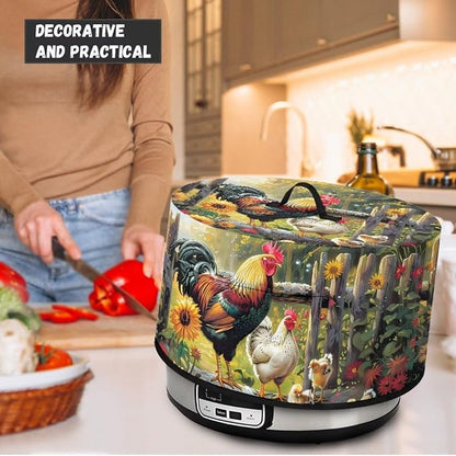 Farm Chickens Rooster Slow Cooker Dust Cover Crock for Pot Covers Fits 6-8 qt Oval Slow Cooker Small Appliance Protection Cover with Pocket Kitchen Accessories Decor