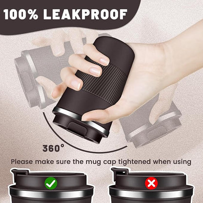 DUBUXW Insulated Coffee Tumblers with Flip Lid 12oz / 17oz, Stainless Steel Travel Coffee Mug Leak Proof, Vacuum Insulated Coffee Mug Reusable Cup, Keeps Cold and Hot for Coffee Tea