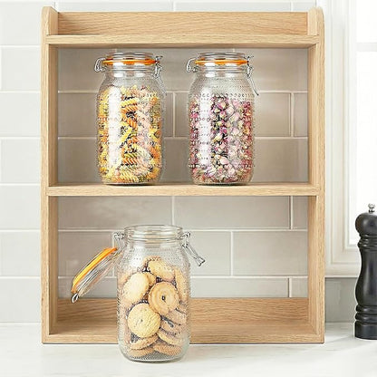 WACOI 64 Oz Glass Mason Jars with Airtight Lids3 Pack, Half Gallon Wide Mouth Canning Jars with Clip Top Lids for Kitchen Storage Pickling Salad Jams Coffee Beans