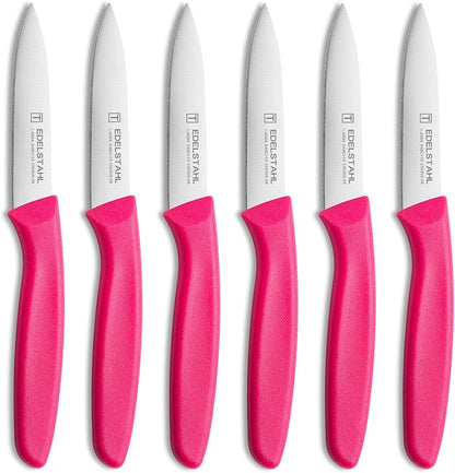 Paring Knives Set,Stainless Steel Paring Knife Set of 6,Sharp Vegetable&Fruit Knifes,Small Knife Set,Ergonomic Handle Paring Knives,Straight Edge Paring Knife Set,Pink Peeling Knife
