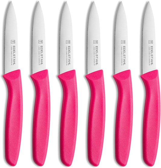 Paring Knives Set,Stainless Steel Paring Knife Set of 6,Sharp Vegetable&Fruit Knifes,Small Knife Set,Ergonomic Handle Paring Knives,Straight Edge Paring Knife Set,Pink Peeling Knife