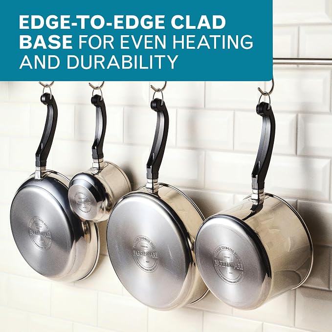 Farberware Classic Series Anniversary Edition Cookware Set, 8-Piece, Stainless Steel Pot and Pan Set