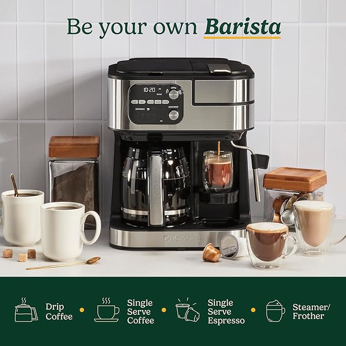Cuisinart Coffee Center Barista Bar 4-in-1 Coffee Maker, Single-Serve Pods Compatible, Coffeemaker, Three Brewing Sizes, SS-4N1NAS, Black