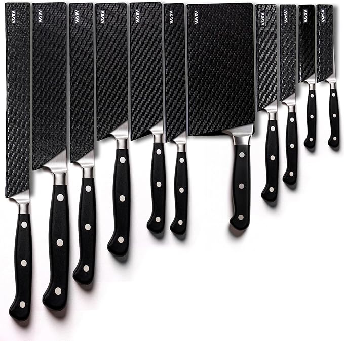 Asaya Professional Chef Knife Edge Guards – 11 Piece Knives Universal Covers - Extra Strength ABS Plastic and Food Safe Kitchen Knife Sheath Covers – Knives Not Included