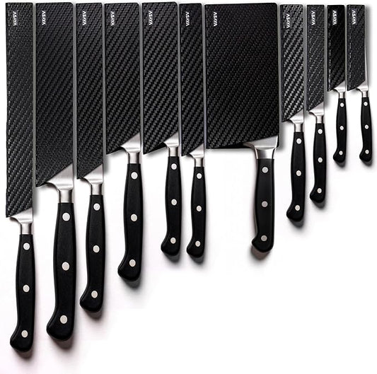 Asaya Professional Chef Knife Edge Guards – 11 Piece Knives Universal Covers - Extra Strength ABS Plastic and Food Safe Kitchen Knife Sheath Covers – Knives Not Included