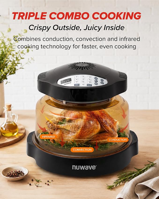 Nuwave Pro Plus 2 Air Fryer Oven, Infrared Countertop Convection, No Defrost No Preheat, Triple Combo Heating, 10-in-1 Multicooker, PFAS & BPA Free, 10LB Capacity, Dishwasher Safe Parts, 20660V03
