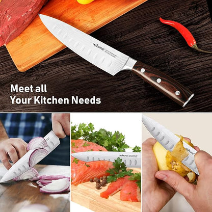 8 Inch Professional Chef Knife High Carbon Stainless Steel Ultra Sharp Kitchen Knife with Ergonomic Wooden Handle Packed by Gift Box