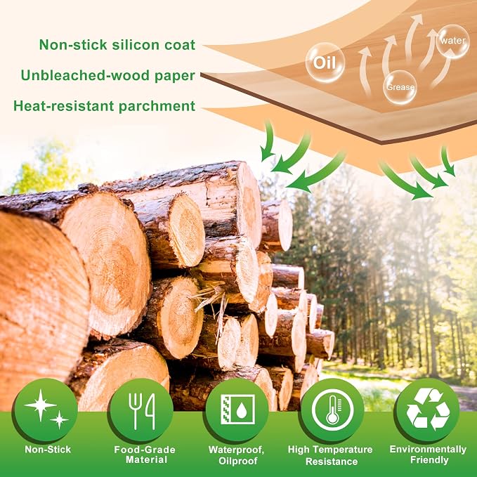 Air Fryer Disposable Paper Liners: 125 PCS 8" Round Parchment Paper, Food Grade Baking Liner for 5-8 QT Airfryer Basket, Waterproof and Oilproof for Easy Cleanup