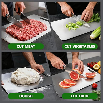 Titanium Cutting Board Cutting Boards for Kitchen Double Sided Pure Titanware Cutting Board Hygiene Durable Dishwasher Safe Food-Grade Metal Chopping Boards Non Toxic 3 PCS