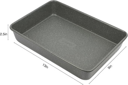 David Burke 13x9 Oblong Baking Pan – Carbon Steel, Non-Stick, PFTE & PFOA Free, Oven Safe with AirFlow Baking Technology – Gray Speckle