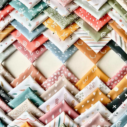 Soft Pastel Abstract Patchwork Cotton Fabric Set – 60 Pre-Cut 8×8 inch Squares, Eco-Printed 100% Cotton 140 GSM