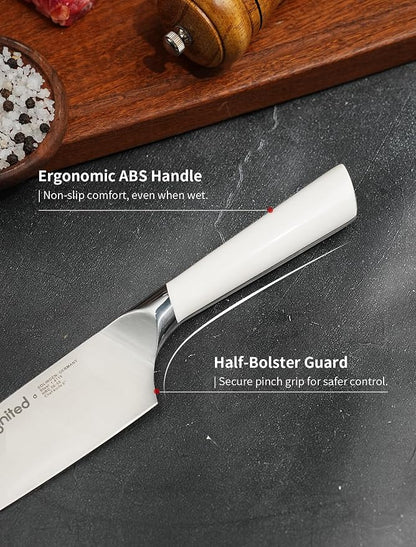8 Inch Chef Knife – German Stainless Steel, Ergonomic Ivory White Handle, Ultra Sharp Kitchen Knife for Meat Vegetable Cutting, Ideal Gift for Chefs, Cooks
