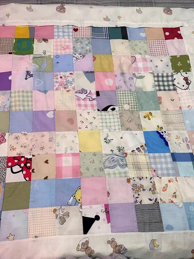 7PCS 9.8" x 9.8"(25 * 25CM) Quilting Fat Quarters Fabric Bundles, for Sewing Crafting,Print Floral Striped Polka Dot 100% Cotton Gingham Fabric (Small Flowers Square, 25 * 25cm)