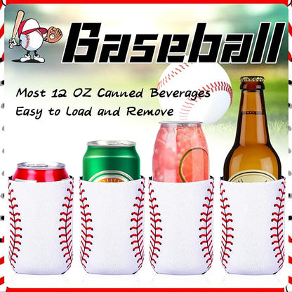 18 Pack Baseball Can Cooler Sleeves Beer Drink Can Bottle Cooler Sleeves Cooler Collapsible for Baseball Lovers Party Birthday Themed Party Decorations Supplies Favors