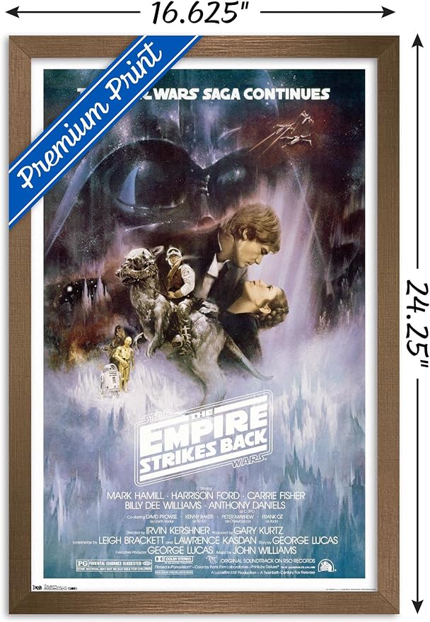 Trends International Star Wars: The Empire Strikes Back - The Saga Continues One Sheet Wall Poster, 14.725" x 22.375", Bronze Framed Version