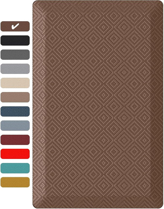 Ophanie Kitchen Mats for Floor, 3/4 Inch Thick Kitchen Rugs, 20x32 Anti Fatigue Standing Cushioned Mat, Waterproof,Comfort Ergonomic Mat for Office, Home, Sink, Brown Non-Slip Bottom