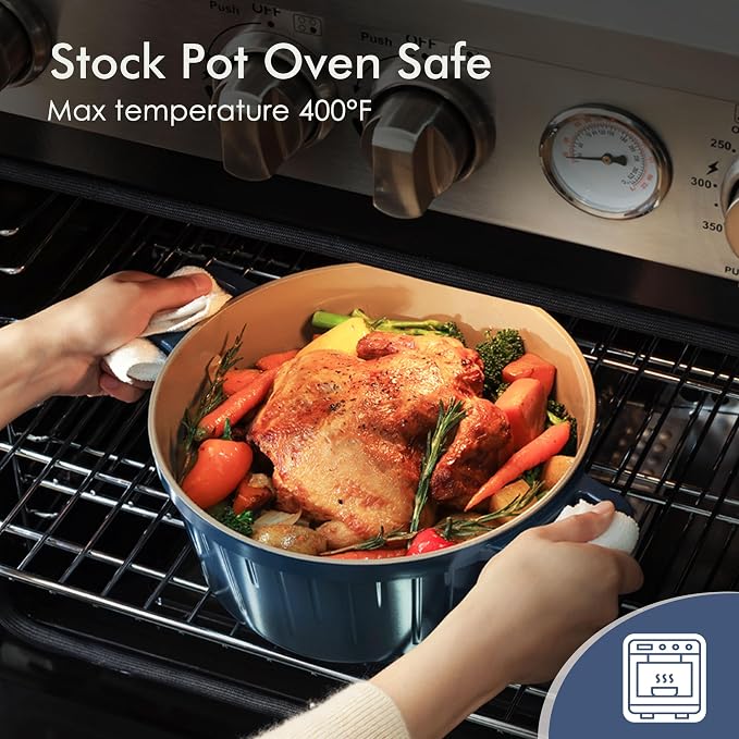 SENSARTE 14 Pcs Pots and Pans Set Nonstick, Non toxic Ceramic Cookware Set with Nanoscale Dense Coating, High Heat Resistant Induction Cookware, Healthy Kitchen Cooking Set, PFOA/PFAS/PTFE Free