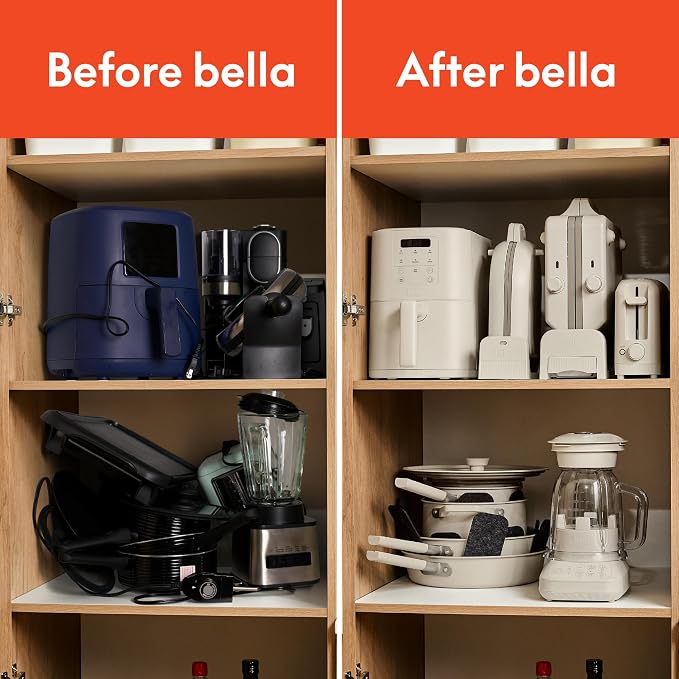 bella 6 Qt Slim Air Fryer, Fits-anywhere™ Kitchenware, EverGood™ Ceramic Nonstick Coating, Adjustable Temperature, 6 Preset Cooking Options, 60 Min Auto Shutoff w Audible Tone, 5lb Capacity, Surf