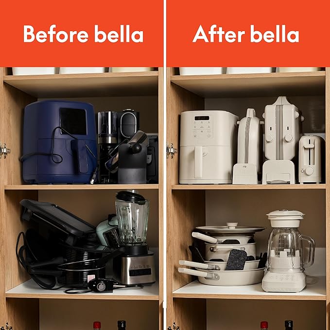 bella 10 Speed Countertop Blender, Juicer & Smoothie Maker, Fits-anywhere™ Kitchenware, Slim Flip & Store Design, Dishwasher Safe 48oz Capacity Pitcher & Lid, Stainless Steel Blade, 450 Watt, Oatmilk