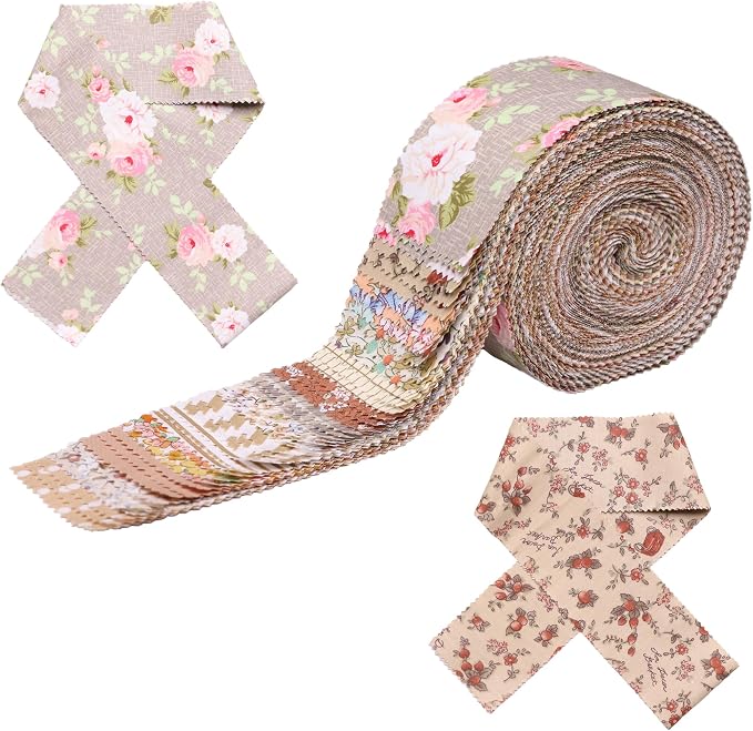 Nodsaw Jelly Rolls for Quilting Clearance 42 Strip 2.5" x 44" - Cotton Jelly Roll Fabric Strips for Quilting, Sewing, Blanket, Rug, Home Decor, and Purse Making, Vintage Light Brown