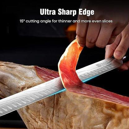 PAUDIN Brisket Knife, 12 Inch Carving Knife Stainless Steel Brisket Slicing Knifes with Granton Edge for Meat Cutting, Roasts, BBQ, Turkey - Grilling Gifts for Men
