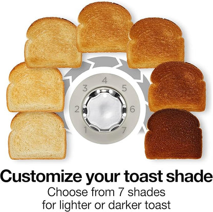 Proctor Silex Plastic 2 Slice Toaster, Bagel, Defrost & Cancel Buttons, Browning Control With 7 Shades, Auto Shutoff, Slide-Out Crumb Tray, Oat White (22660)