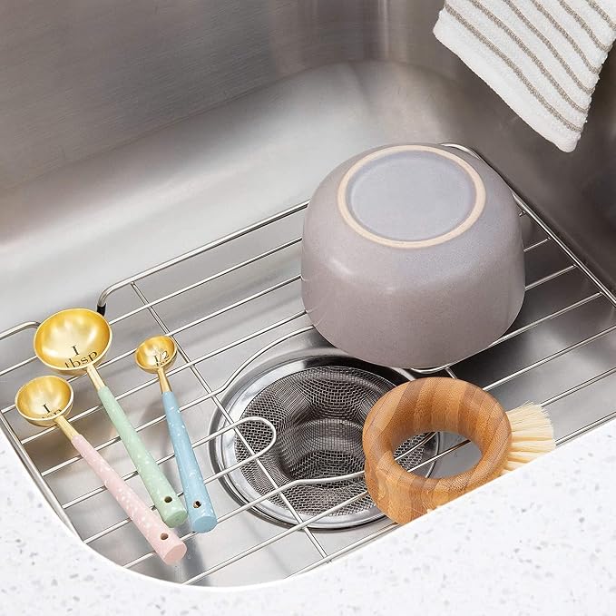 Better Houseware Sink Protectors for Kitchen Sink, Rust-Resistant Scratch-Preventing Stainless Steel Sink Protector Grid, Non-Slip Kitchen Sink Rack for Washing, 12 x 10.25 x 1 Inch (2 Pack)