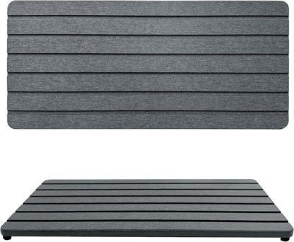 NiuYichee 2 PCS Water Absorbent diatomite Coasters, 12" x 5.5" Water Absorbing Stone Tray for Sink, Stone Drying mat for Kitchen Counter, Stone soap Tray Used for Hand Soaps & toiletries & Plants