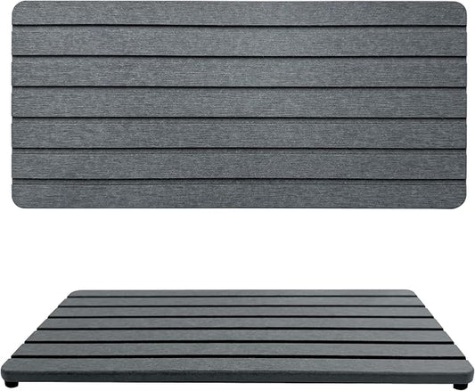 NiuYichee 2 PCS Water Absorbent diatomite Coasters, 12" x 5.5" Water Absorbing Stone Tray for Sink, Stone Drying mat for Kitchen Counter, Stone soap Tray Used for Hand Soaps & toiletries & Plants